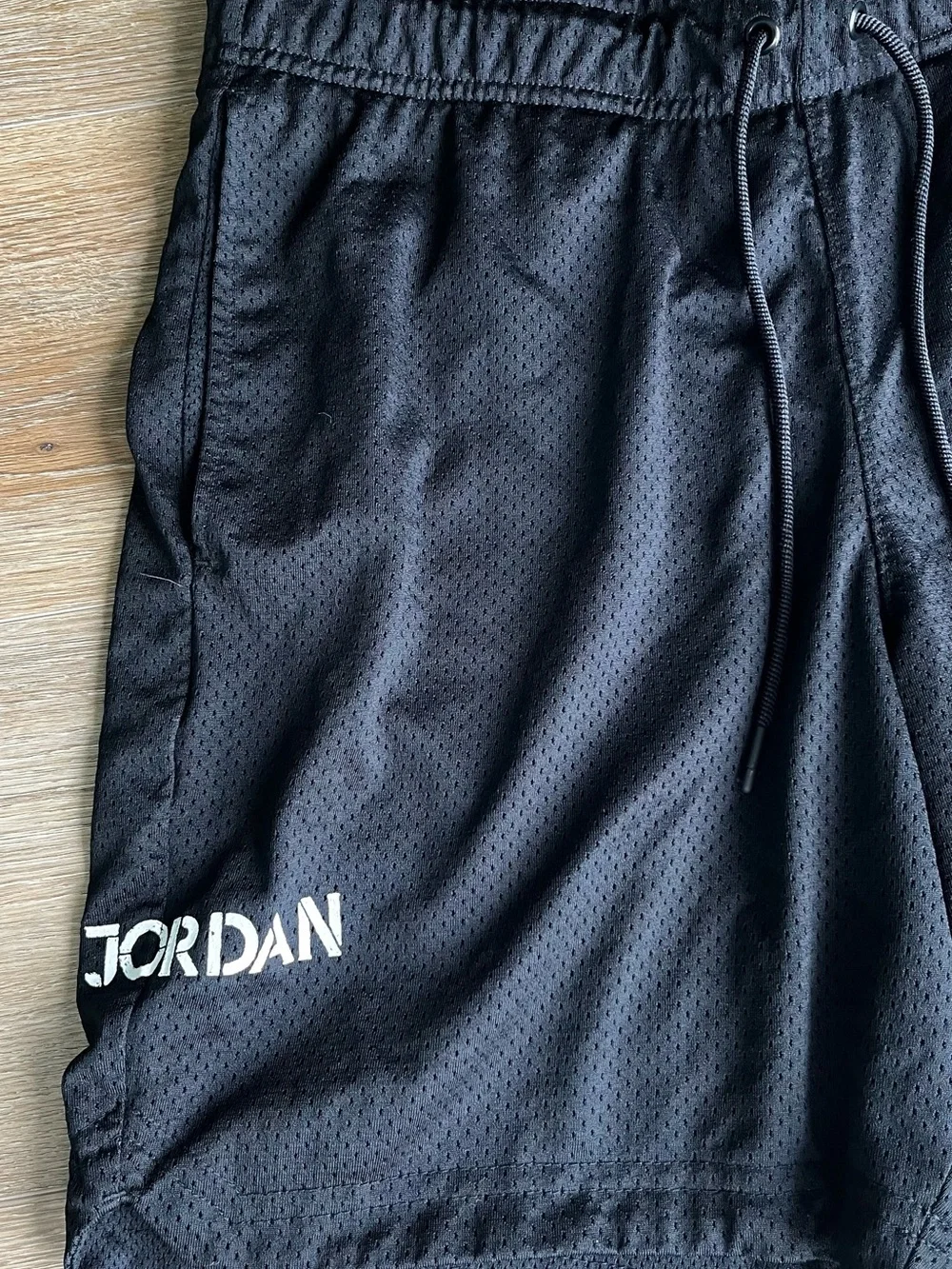 Jordan Black Athletic Mesh Shorts with Red Accent size S